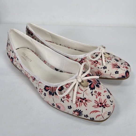 NWOB TED BAKER LONDON Bayana Canvas‎ Floral Print Flat Size 37.5 - Picture 1 of 14